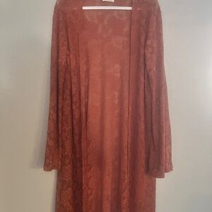 Elegant Rust Lace Cardigan